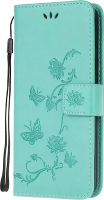 Produktbild von Samsung Galaxy A42 Hülle - Coverup Blumen & Schmetterlinge Klapphülle - Mintgrün