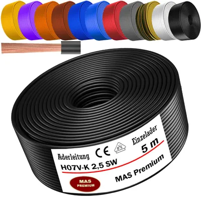 Produktbild von 5m Aderleitung H07 V-K SW 1x2,5 mm² Schwarz Einzelader flexibel