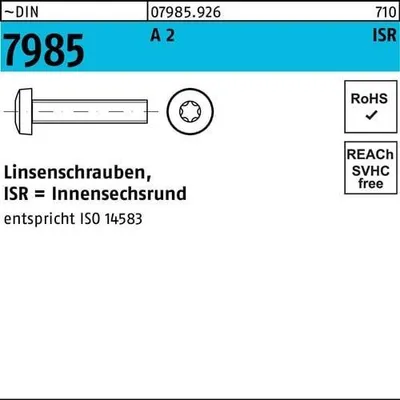 Produktbild von Reyher  Linsenschrauben DIN 7985 A 2 M 3 x 10 -T10 A 2 (1000 Stück)