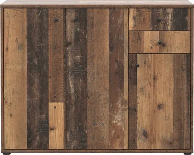 Produktbild von Sideboard >TEMPRA2< 3 Türen, 2 Schübe, Old-Wood Vintage Nachbildung - 108,8x85,5x34,8cm (BxHxT)