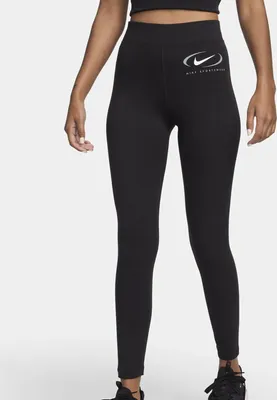 Produktbild von Nike Damen Hose W NSW Lggng Hr PRNT Swsh, Black/Smoke Grey, FN7699-011, S