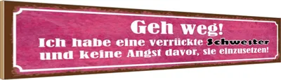 Produktbild von vianmo Holzschild 10x46 cm ich habe eine verrückte Schwester Spruch Zitat