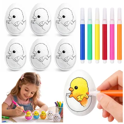 Image de Oeufs de Pâques en polystyrène pour marqueurs de peinture, poulet dans l'œuf, 6 pièces