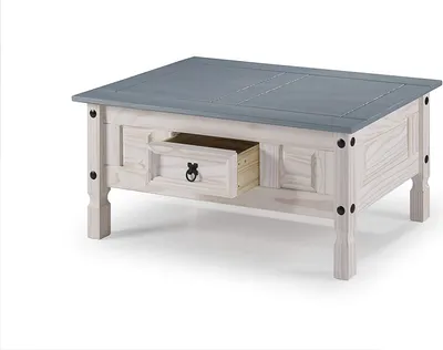 Produktbild von SAM® Couchtisch 100 x 60 cm mit Schublade Pinienholz weiß grau lasiert MEXICO