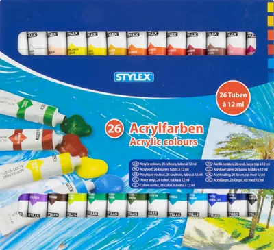 Produktbild von STYLEX® 28627 Acrylfarbe - 26 Tuben á 12 ml