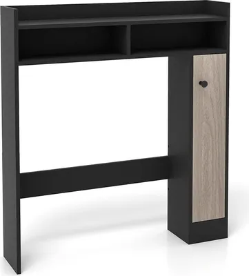 Immagine prodotto di Mobile da toilette, mobile da bagno con ripiano regolabile, scomparti, anta, protezione antiribaltamento, organizzatore per toilette, lavanderia, salvaspazio (nero)