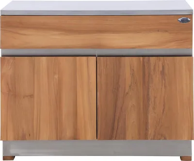 Obrázok produktu pre 90cm Lowboard Unterschrank Teak + Edelstahl Rivera Massivholz Wetterfest A-Ware