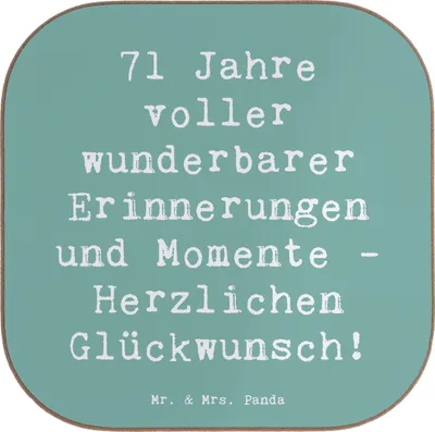 Produktbild von Mr. & Mrs. Panda Holzuntersetzer Spruch 71. Geburtstag Erinnerungen - Meeresbrise - Geschenk, Geburtstagsfeier, Coaster, Geburtstagsgeschenk, gläseruntersetzer, feiern