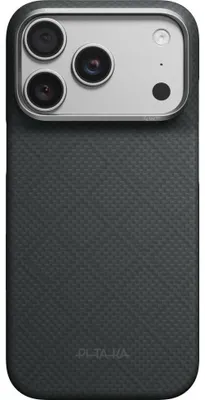Produktbild von Aramid Handyhülle für iPhone 18 Pro Max / 17 Pro Max, PITAKA Edge Ultra-Slim Case PitaTap mit MagSafe, Schwarz und Grau mit Rautenmuster