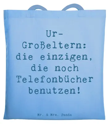 Produktbild von Mr. & Mrs. Panda Uni Tasche Spruch Ur-Großeltern Liebe - Sky Blue - Geschenk, canvas, Einkaufstasche, Tote Bag, Weisheit, Telefonbuch, Tragetasche, Ahnen, Familie