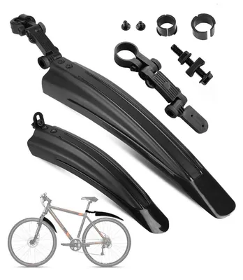 Image de Kit de garde-boue pour vélo, compatible avec les tailles de roues de 20 à 26 pouces, idéal pour VTT et vélos de ville, couleur noire, réglable, protège contre les projections