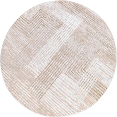 Produktbild von Tapiso Teppich CRYSTAL Rund Beige Braun Creme Wohnzimmer 80 x 80 cm