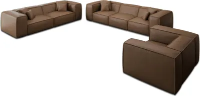 Produktbild von Kunstleder 4-3-1-Sitzer Sofa Set Arelia Braun