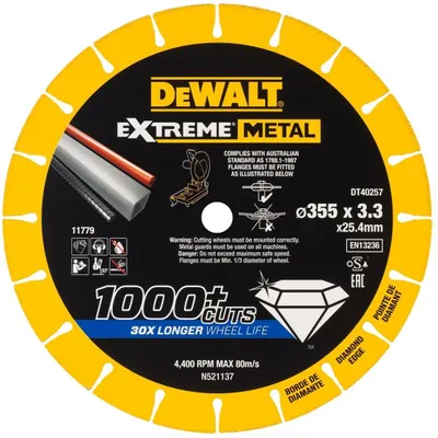 Image de Disque Extreme Métal 355 x 25.4 x 3.3 mm DEWALT - DT40257-QZ