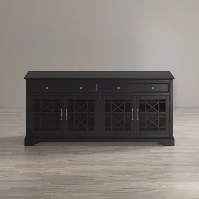 Produktbild von Avola AV275-9 Kommode, Akazienholz, Schwarz, 178x49x82 cm, 4 Türen