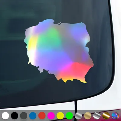 Produktbild von PantherPixel Polen Aufkleber Umriss Karte Kontur Polska Sticker Auto Geschenkidee Farbe Oilslick-Hologramm