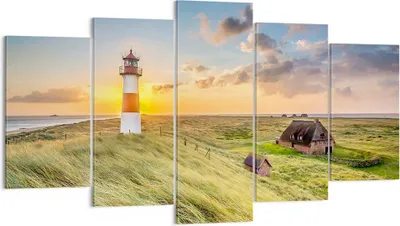 Produktbild von Bild auf Leinwand - Leinwandbild - Leuchtturm Meer - 160x85cm - Wand Bild - Wanddeko - Wandbilder - Leinwanddruck - Bilder - Kunstdruck - Wanddekoration - Leinwand bilder - Wandkunst - EA160x85-3695