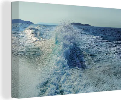 Zdjęcie produktu dla OneMillionCanvasses® - Obraz na płótnie - 140x90 cm, Fale w błękitnym morzu, Dekoracja ścienna - Zdjęcie na płótnie - Obraz na drewnianej ramie