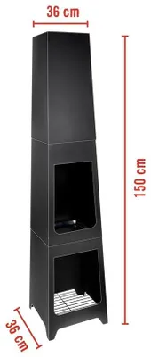 Imagen del producto de Pared de fuego - Chimenea para terraza - Panel exterior para leña - - Acero oxidado - 36 x 36 x 150 cm