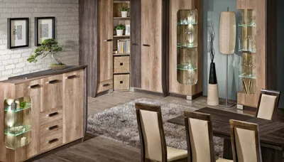 Obrázok produktu pre Vitrína Vysoká vitrína Sklenená vitrína Vitríny Regál drevo Nábytok do obývačky JVMöbel