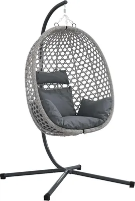Produktbild von Möbel Hängendes Ei-Stuhl Anthrazit und Grau 104 x 100 x 191 cm - Hollywoodschaukeln &43266