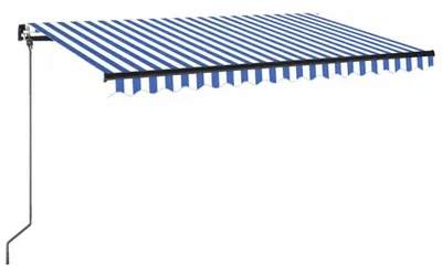 Productafbeelding van vidaXL Markies, handmatig intrekbaar, 400x350 cm, blauw en wit