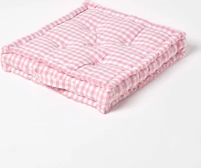 Produktbild von HOMESCAPES Sitzkissen Stuhlkissen BauernKaro rosa 40 x 40 x 10 cm