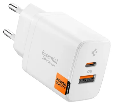 Obrázok produktu pre Spigen Essential Ee202Eu 2-Port Sieťová Nabíjačka 20W Biela (Ach08704)