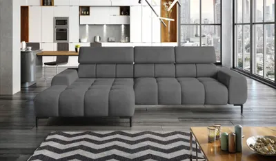 Produktbild von Polsterecke gepolstertes Ecksofa L-förmig Links Ecksofa mit Schlaffunktion Sofa mit Schlaffunktion Kleiner 3-Sitzer Verstellbare Kopfstützen und Sitz Stoff: SALVADOR | 177x270x99 cm | Anthrazit