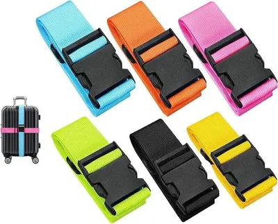 Immagine prodotto di Cinghie da viaggio in set da 6 per valigie - Cinghie regolabili e resistenti - Chiusura rapida - Cinghie per borse da viaggio
