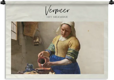 Produktbild von MuchoWow® Wandteppich Wandbehang Milchmädchen - Vermeer - Alte Meister 150x112 cm Tapisserie Dekoration Wandtuch - Wanddecke - Wandteppiche