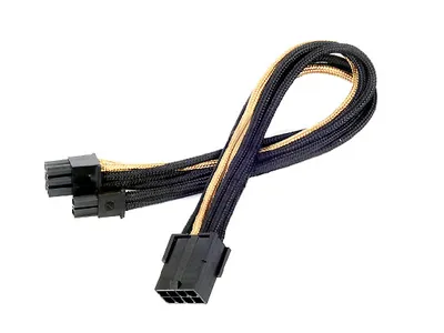 Produktbild von Silverstone SST-PP07-PCIBG, 0,25 m, PCI-E (6+2 pin), Weiblich, Schwarz, Gold