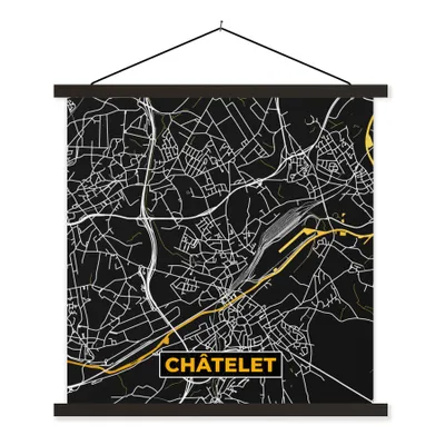 Obrázek produktu pro MuchoWow® Textilní plakát - Mapa města - Mapa - Châtelet - Mapa - 40x40cm - S černými lamelami