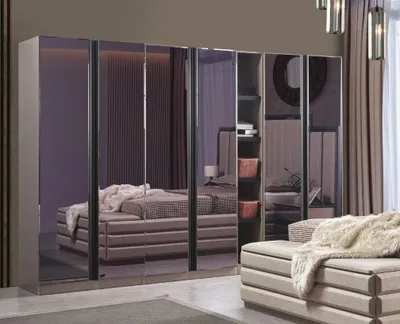 Produktbild von Modern Kleiderschrank Möbel Schlafzimmer Luxus Grau Schrank Schränke