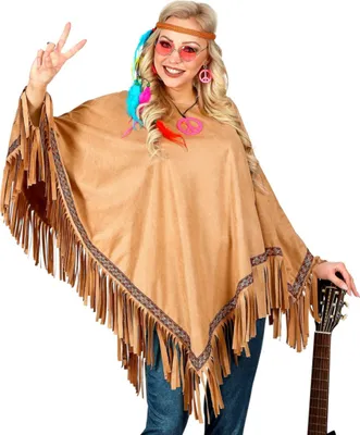 Produktbild von Hippie Poncho braun - Fasching Karnevalskostüme