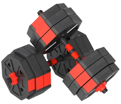 Immagine prodotto di Set di manubri regolabili 6-in-1, 30 kg | Allenamento della forza | Colore: Rosso | Dimensioni: 18x125x18 cm