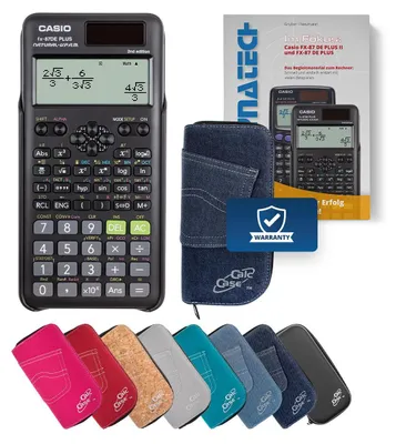 Produktbild von Casio FX-87 DE Plus II Taschenrechner mit Schutztasche dunkelblau und Fachbuch