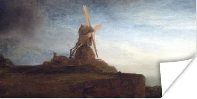 Produktbild von MuchoWow® Poster Die Mühle - Gemälde von Rembrandt van Rijn 150x75 cm - ohne Rahmen