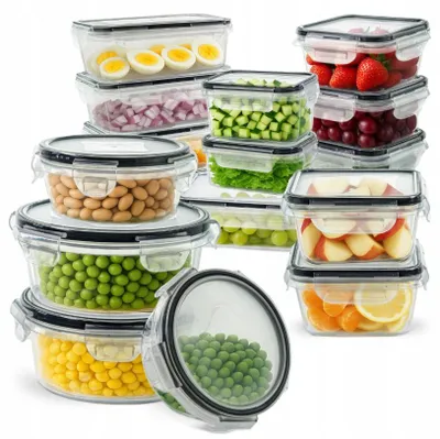 Produktbild von 16er-Set Lebensmittelbehälter mit Deckel – Lunchbox & Brotdose, wiederverwendbar