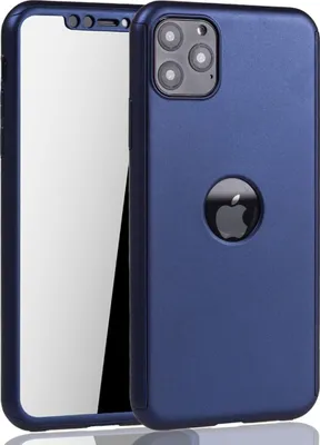 Productafbeelding van Beschermhoes, 360 graden, displayschermbescherming, hoesje, bumper, geschikt voor: Apple iPhone 11 Pro Max, kleur: blauw