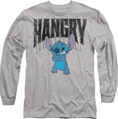 Produktbild von Lilo & Stitch - "Hangry" T-Shirt für Herren/Damen Uni Langärmlig TV19844 (XXL) (Sportliches Heather)