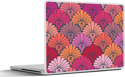Produktbild von MuchoWow® Laptop Aufkleber Sticker Cover Muster - Art Deco - Rosa - Blumen 30x21 cm - Sticker für Laptop - Selbstklebend