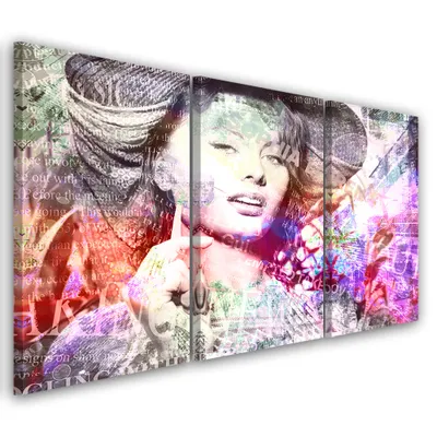 Immagine prodotto di Trittico su tela rosa persone 90x60 cm Feeby rosa quadro da parete pronto per essere appeso
