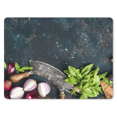 Produktbild von MuchoWow® Mauspad Mousepad Gemüse - Kräuter - Wiegemesser - Zwiebel - Gewürze - Rustikal 23x19 cm - Mousepads - Maus Mat - Pad - Mausunterlage - Schreibtischunterlage - Mauspad