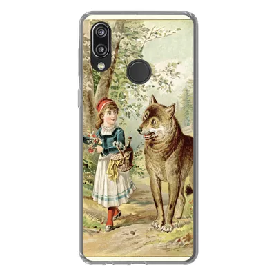 Produktbild von MuchoWow® Handyhülle Schutzhülle Hülle für Huawei P20 Lite (2020) Wolf - Rotkäppchen - Wald Silikon Softcase Handy Hülle - Kartenhalter