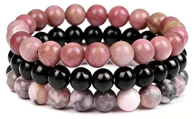 Produktbild von XFSRG 3 Stück Perlenarmbänder Damen Herren, 8 mm, elastische Partnerarmbänder aus Kristall