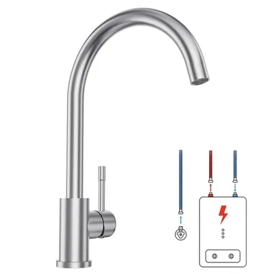 Produktbild von Wasserhahn Küchenarmatur, 360° Drehbar Spültischarmatur, Cecipa Niederdruck Küchenarmatur 304 Edelstahl, Armatur für Kleinspeicher, Gebürstet