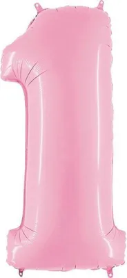 Zdjęcie produktu dla Balon Foliowy Cyfra 1, pudrowy róż, 102cm Grabo