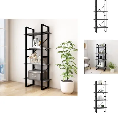 Zdjęcie produktu dla vidaXL Regał 4 przegrody szary 60x30x140 cm sosna lite drewno - Regały i biblioteczki