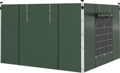 Image de Outsunny Jeu de 2 parties latérales pour pavillon 3x3/3x6 m, paroi latérale avec fenêtre et fermeture velcro, parois latérales étanches en tissu Oxford, comme protection contre le vent et comme protection visuelle pour tente de réception, vert
